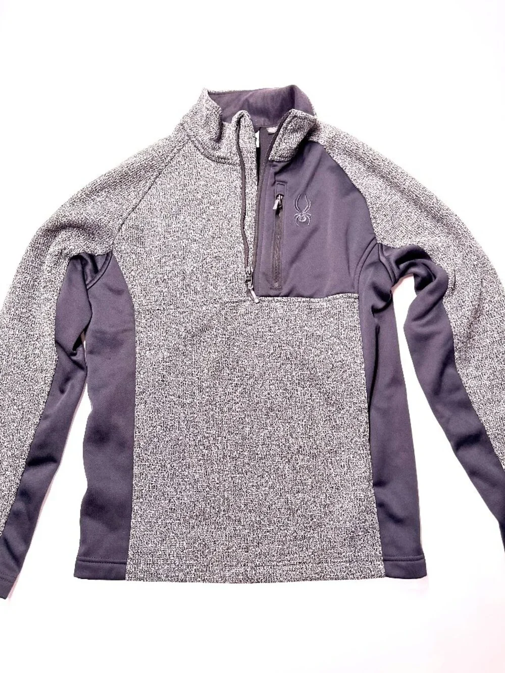 Spyder 1/4 zip Mens Fleece Jacket Small Gray and Black